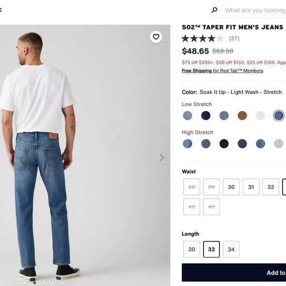 Levi's 502 Taper Fit Men's Jeans - Picture 5 of 7